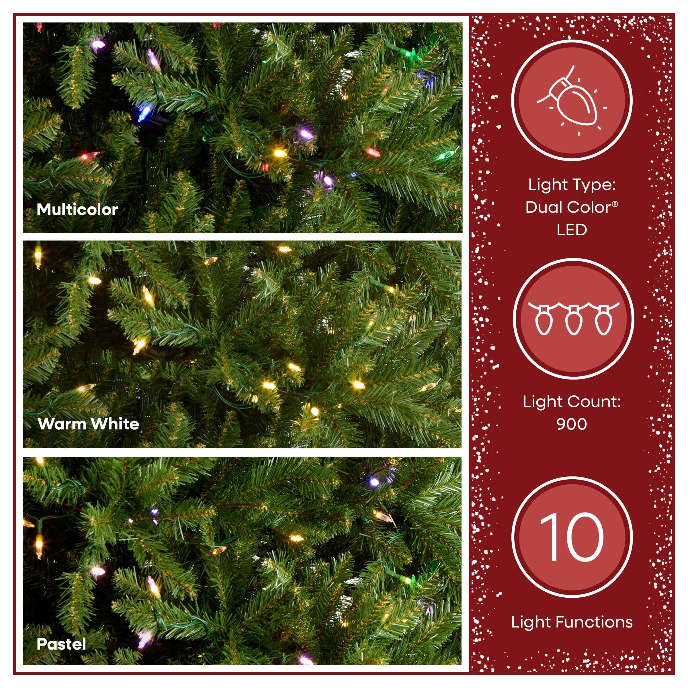 National Tree Company 9 ft Pre-Lit Dunhill Fir Artificial Christmas Tree, 900 LED Lights, 4,029 Tips, PowerConnect, Foot Pedal, 10 Light Functions, Includes Stand, Green