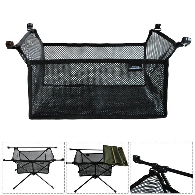 Organizador de cesta de malla debajo de la mesa, bolsa de malla, bolsa para estante de mesa para acampar