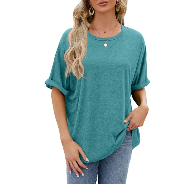 Zoeecloth T-Shirts pour Femmes Hauts Été Manches Courtes Tees Col Rond Pull Ample T-Shirt Court Blouses Douces Décontractées T S-TTG