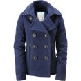 thumbnail image 1 of Aeropostale Womens Solid Pea Coat, Azul, Grande, 1 of 1