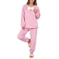 thumbnail image 5 of Frostluinai Pajamas Sets for Women Soft Comfy Fluffy Pajama Fleece Pullover Bow Flannel Pjs Warm Plush Lounge Sleepwear Two Piece S-XL, 5 of 8