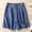 Blue, variant on DuoJiaJ High Waist Embroidered Loose Fit Straight Leg Mid Thigh Shorts Casual Bohemian Style Blend Women Shorts Black L