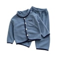 thumbnail image 3 of Asxite Toddler Fall Outfits Solid Fleece Lapel Top Straight Leg Pants Casual Loose Breathable 2 Piece Set 3Y, 3 of 7