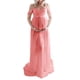 thumbnail image 1 of SAYOO Vestido de maternidad para fotografía Color sólido Fuera del hombro Vestido de gasa Frente Split Vestidos largos de embarazo para sesión de fotos SAYOO casual, 1 of 3