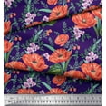 thumbnail image 3 of Soimoi Purple Silk Fabric Leaves & Floral Print Fabric by the Yard 42 Inch Wide, 3 of 3