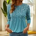 thumbnail image 1 of Heisall Women's T-Shirts 3/4 Sleeve Round Neck Loose Casual Striped Non-positional Print Spring/Autumn Fashion, 1 of 7