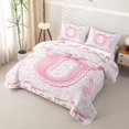 thumbnail image 3 of Catabedysis Fashion Bow Tie Twin Quilt Set,2D Pink Initial U Pattern Twin Coverlet Set For Girls,2Pcs, 3 of 7