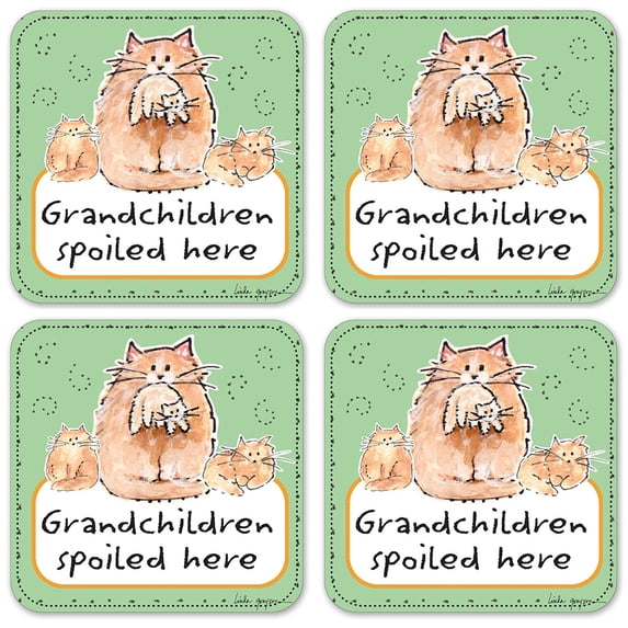 Vinyl Drink Coasters - Set of 4 - Grandchildren Spoiled Here