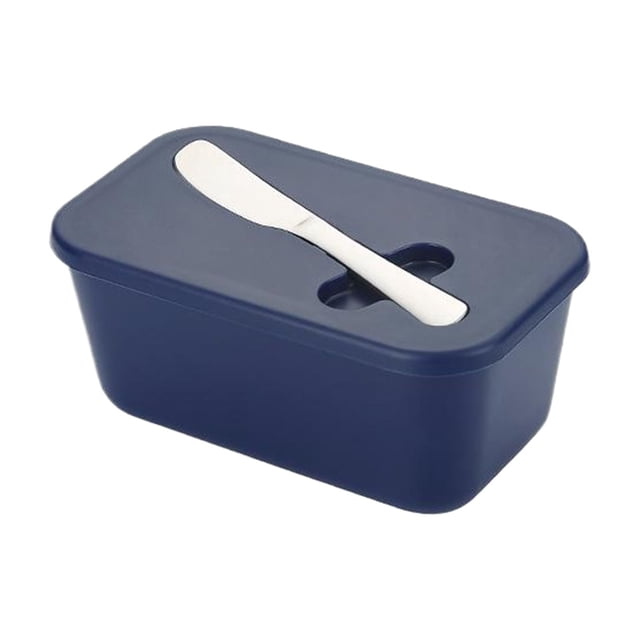 Billuyoard Práctico contenedor de almacenamiento de queso para organización de vajilla, de mantequilla, vajilla, rebanador de mantequilla Cocina y Comedor Azul oscuro