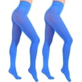 thumbnail image 2 of 2 Pairs Women's Solid Color Tights 80D, Soft Opaque Microfiber Tights, 2 of 4