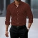 thumbnail image 1 of Blusa y camisa de manga larga con cuello alto para hombre, cárdigan informal con botones y rayas, camisa de manga larga con cuello alto, blusas de poliéster para hombre, 1 of 3