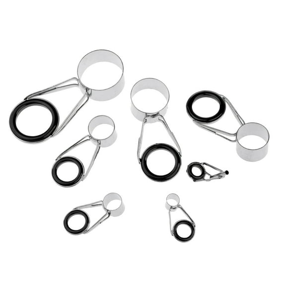 7Pcs/set Ceramic Eyes Fishing Rod Tip Guides Free Stainless Frame