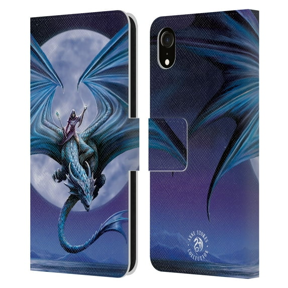 Head Case Designs Officially Licensed Anne Stokes Dragons 3 Moonstone Leather Book Wallet Case Cover Compatible with Apple iPhone XR