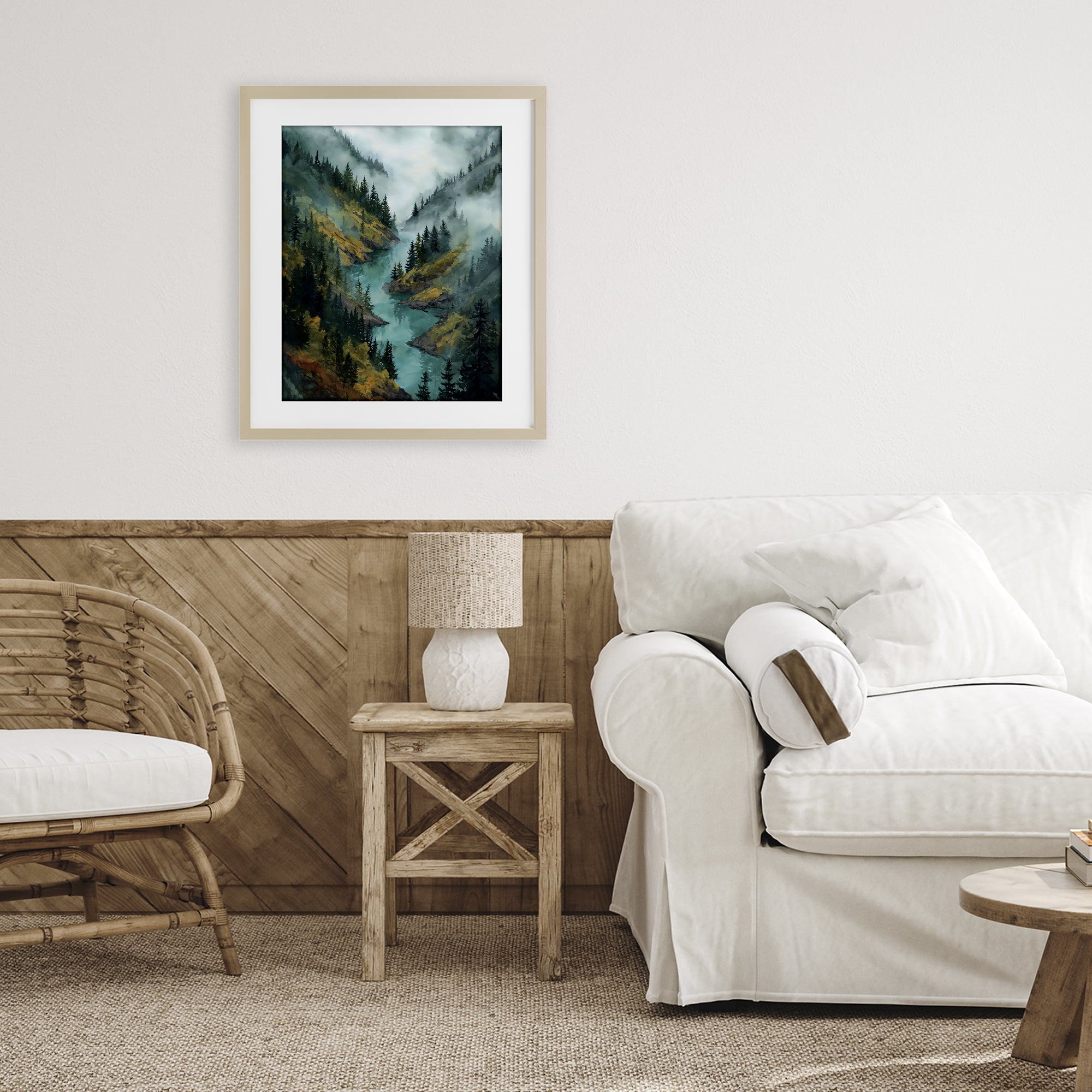 Stupell Industries Turquoise Mountain River Bends Birch Framed Print Under Glass, design by Franklyn Gregory