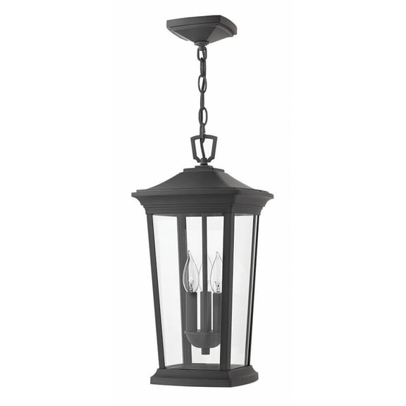 3 Light Large Outdoor Hanging Lantern in Traditional Style 10 inches Wide By 19.25 inches High-Museum Black Finish-Led Lamping Type Bailey Street Home
