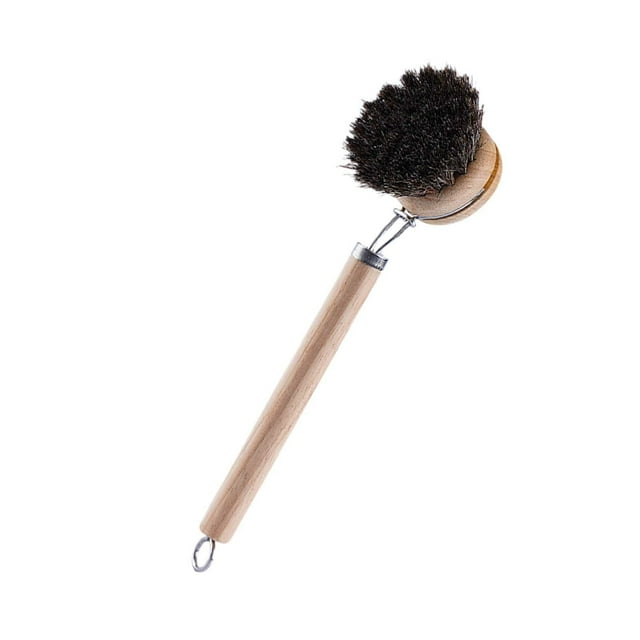 Cepillo para lavar platos, mango de madera, cepillo de limpieza multifuncional, portátil para ollas, sartenes de hierro fundido, fregadero A