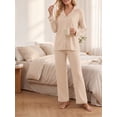 thumbnail image 2 of Cueply Pajamas for Women Set Long Sleeve Knit Button Down Pj Lounge Sets Sleepwear with Drawstring Pockets, 2 of 8