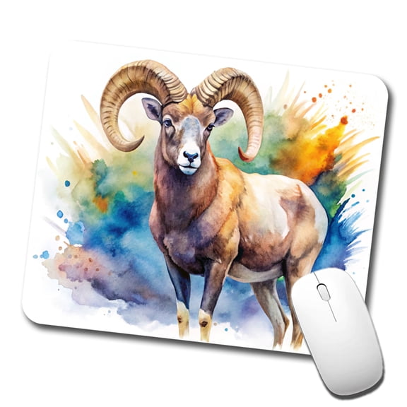 Bighorn Sheep Watercolor Design Mouse Pad Low Profile Gaming Mat