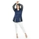 thumbnail image 4 of Blusa con detalle de malla Roman Fashion /Tallas Extras, 229 (Marino) azul marino 40, 4 of 5