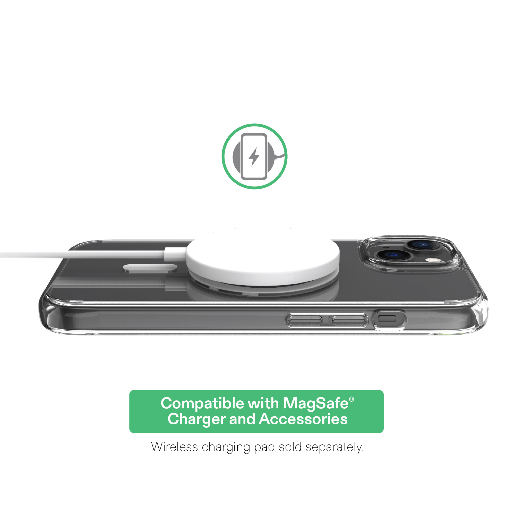 Onn MagSafe Compatible Phone Case for iPhone 15/14/13, Clear photo 3