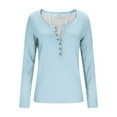 thumbnail image 4 of Yourumao Womens Half Button Henley Shirts Solid Ribbed Knit Blouses Elastic Long Sleeve Tops Spring Going Out Tshirts, 4 of 9