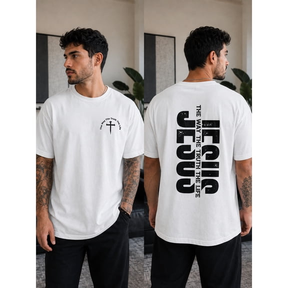 Jesus The Way The Truth The Life T-Shirt, Christian Bible Verse Graphic, Faith Based Religious Short Sleeve Tee