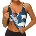 thumbnail image 4 of Haiem Shark Pattern Womens Sports Bra - U Neck Padded Low Impact Yoga Bra Workout Crop Top Gym Moisture-Wicking Workout Vest -XX-Large, 4 of 9