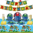 thumbnail image 5 of Decoraciones de cumpleaños de Super Mario, globos de dibujos animados de Mario Bros, vajilla de papel, pegatinas, telón de fondo para fiestas infantiles, suministros, juguetes, regalos, 5 of 5