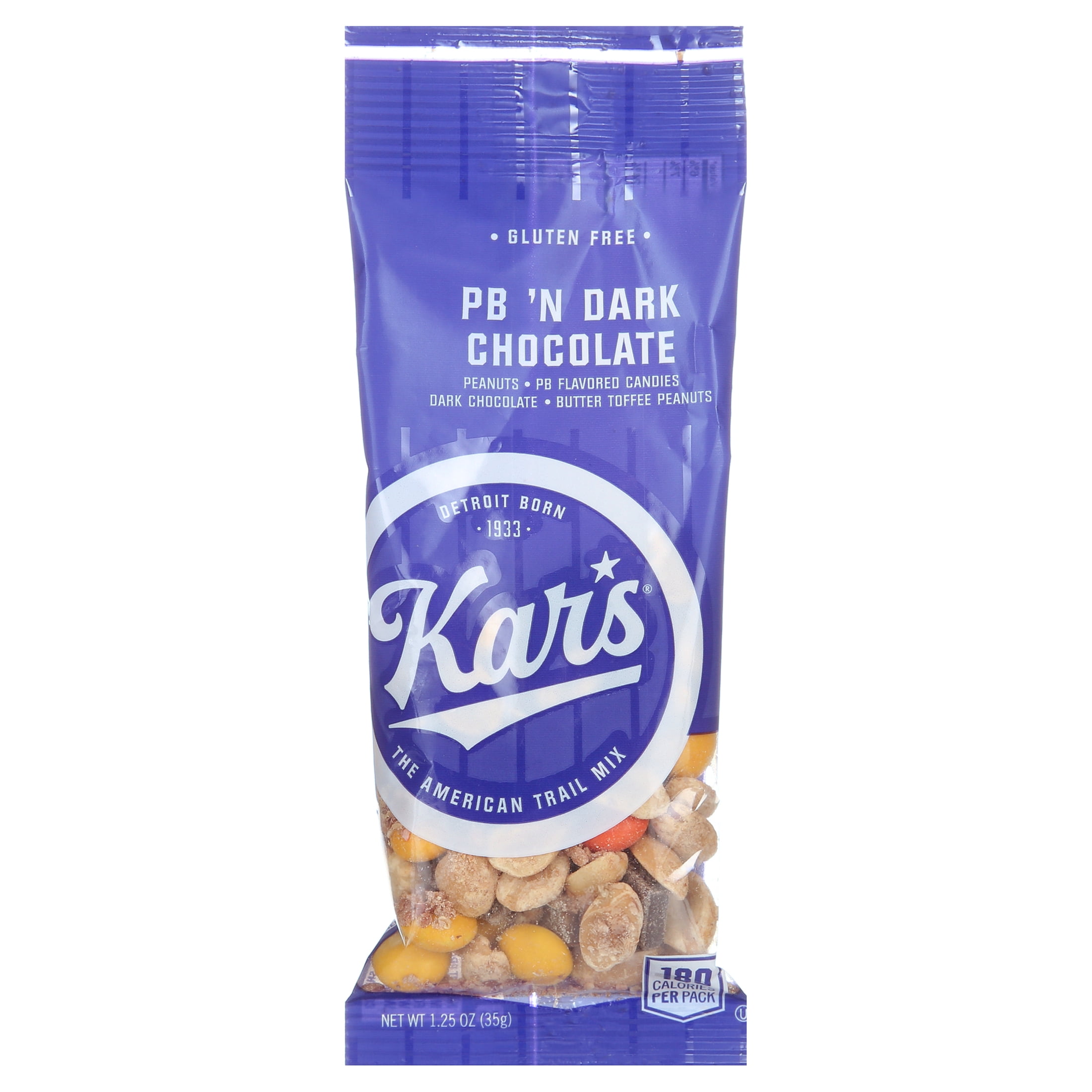 Kar’s Gluten-Free PB ’N Dark Chocolate Trail Mix, 1.25 oz, 24 Count – Peanut Butter Candy, Dark Chocolate, Toffee Peanuts Snack Packs