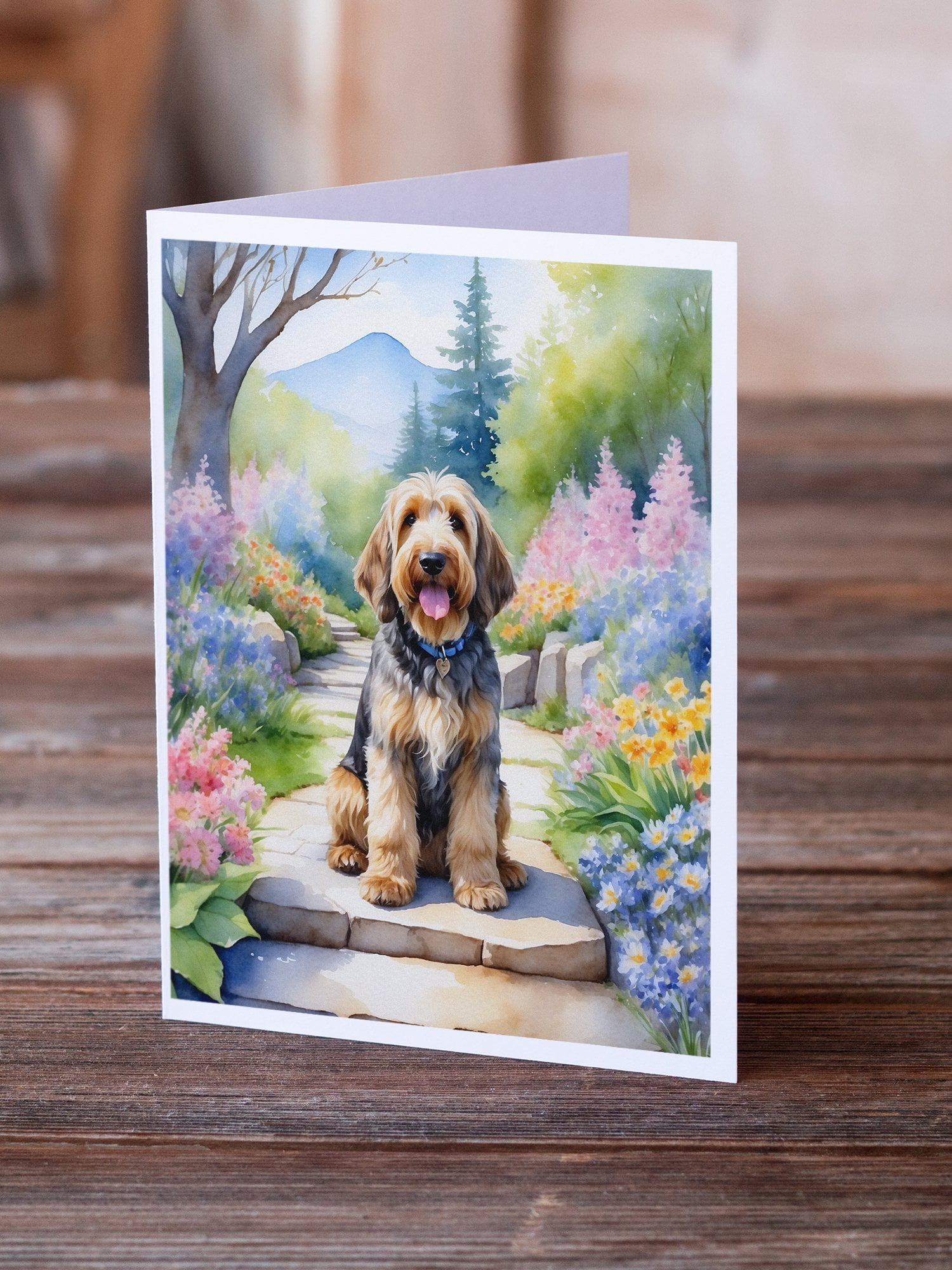 Otterhound Spring Path Greeting Cards Pack of 8 7 in x 5 in