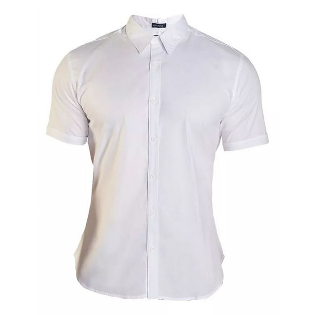 Camisa Stretch De Manga Corta Para Caballero Slim Fit Blanca