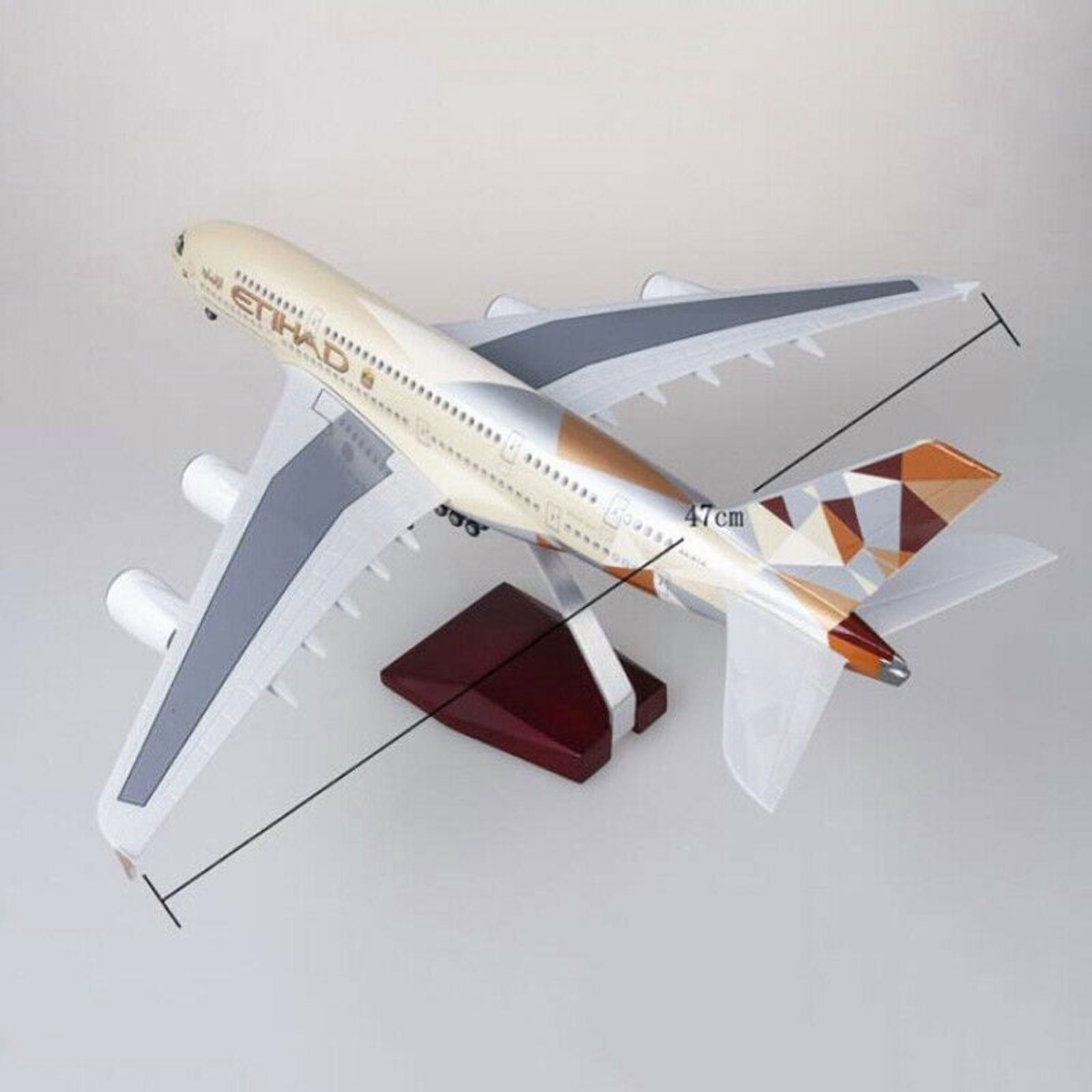 EROCK 1/160 A380 17" Etihad Airplane LED Lamp Resin Aircraft Passanger Plane Model