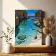 thumbnail image 6 of Lampedusa Italy Rabbit Beach Watercolor Canvas Print, Coastal Vacation Wall Art & Home Decor, 6 of 8