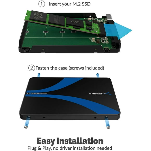 Sabrent M.2 SSD [NGFF] à USB 3.0 / SATA III Adaptateur de Boîtier en Aluminium de 2,5 Pouces (EC-M2CU)