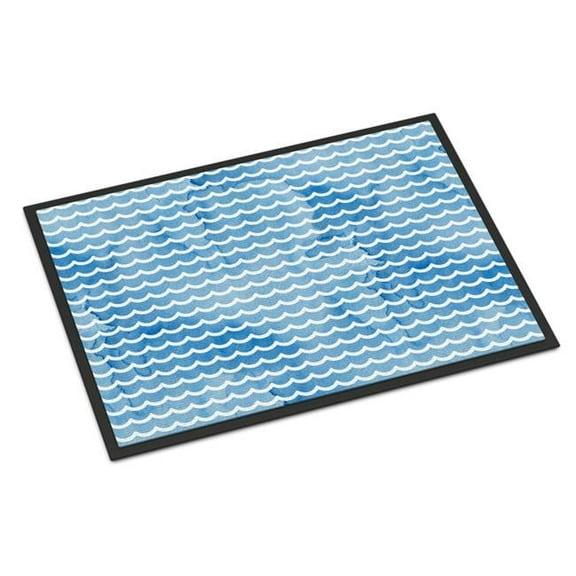 Beach Watercolor Waves Indoor or Outdoor Mat, 24 x 36 in.