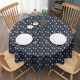 thumbnail image 3 of Dark Blue Christmas Gingerbread Pattern Round Tablecloth 60"x60",Wrinkle Wipeable Table Cloth for Kitchen Dining Room Picnic Patio Party, 3 of 6
