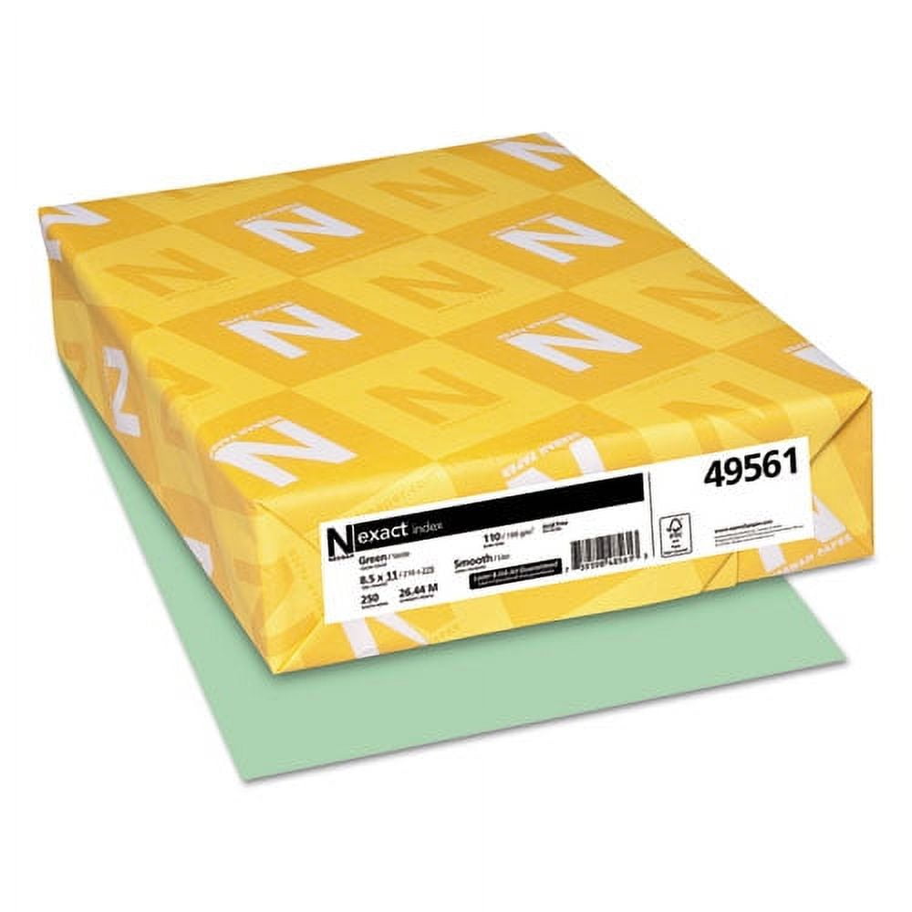 Exact Index Card Stock, 110 Lb, 8.5 X 11, Green, 250/pack | Bundle of 5 Packs