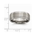 thumbnail image 2 of Titanium Double Step Ridged Edge 8mm Satin and Polished Band, 2 of 8