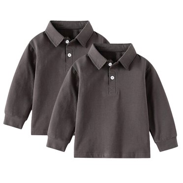 REDARER Boys Uniform Long Sleeve Polo, 2-Pack - for Little Boys & Big Boys,Size 4-5 Years