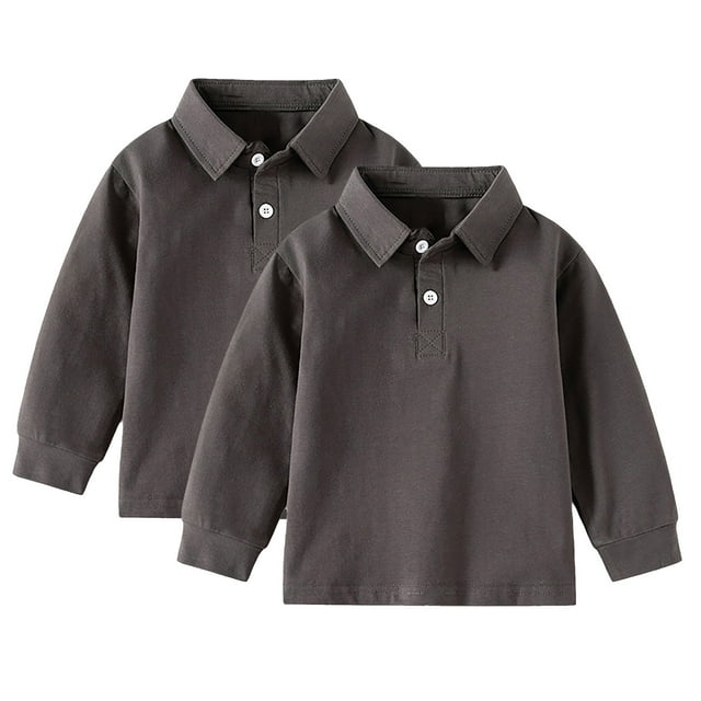 REDARER Boys Uniform Long Sleeve Polo, 2-Pack - for Little Boys & Big Boys,Size 4-5 Years