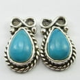thumbnail image 2 of SilverStarJewel 925 Solid Silver Beautiful Drop Turquoise Tibetan Posts Earrings 0.6" Bijoux, 2 of 3
