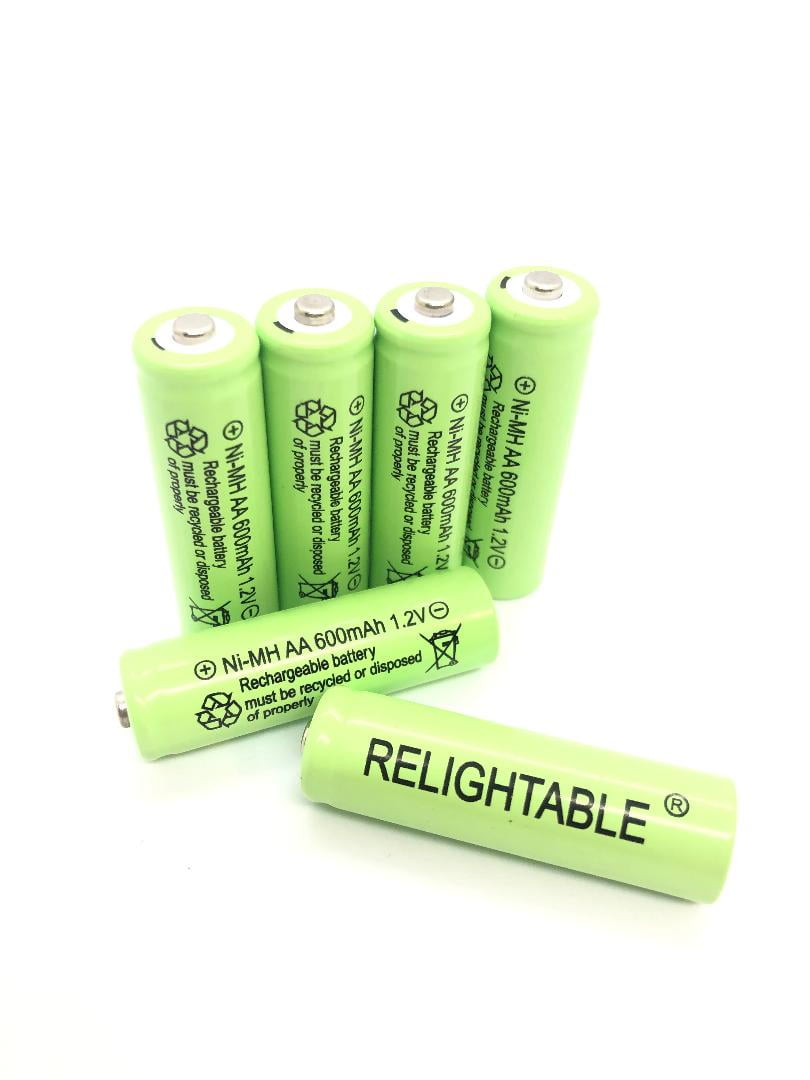 RELIGHTABLE 6 pcs AA Rechargeable Batteries NiMH 600mAh 1.2v Garden Solar Ni-Mh Light LED C6