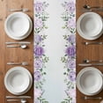 thumbnail image 4 of Table Runner 48 Inches Long for Kitchen Dining, Spring Flowers Dresser Scarf Farmhouse, Dining Table Decorations for Wedding/Parties, Botanical Purple Floral Leaaves Gradient 13 x 48 In, 4 of 8