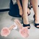 thumbnail image 4 of par de pantuflas de lana transpirables de verano para mujer, sandalias de tacón bajo con punta abierta y tacón grueso para el hogar (rosa, talla 38 7 EE UU; 45 Reino Unido; 38 UE; 9432 pulgadas), 4 of 7