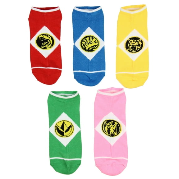 Bioworld Power Rangers Socks Adult Character Costume Design 5 Pack Mix Match No Show Ankle Socks