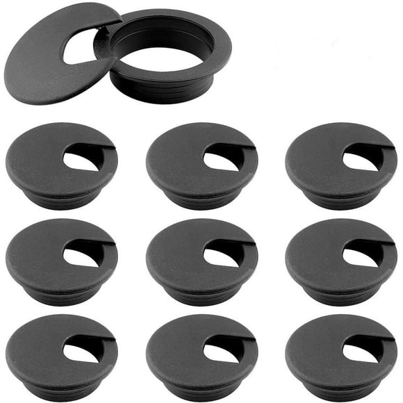 2" Desk Grommet Black(10 Pack), Wire Cable Hole Cover Plastic Wire Organizers for Office PC Computer Desk Cord Management