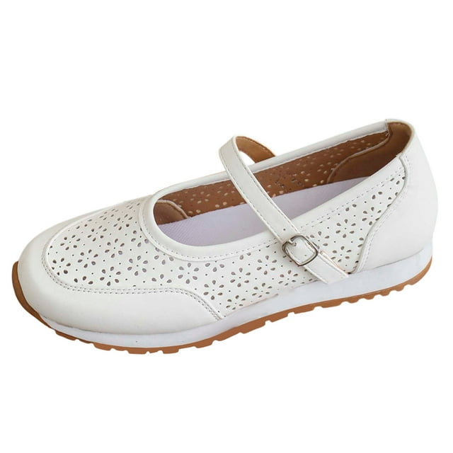 Dsscvnef Chaussures Décontractées pour Femmes, Semelle Souple, Non Plates, Respirantes, avec Sangle à Boucle, Confortables, pour un Usage Quotidien