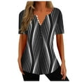 thumbnail image 2 of Kayannuo Short Sleeve Womens Tops Graphic Tees Women Valentine's Day Fashion Womens Casual Printed V Neck Short Sleeve Buttons Tops Loose Blouses, 2 of 5