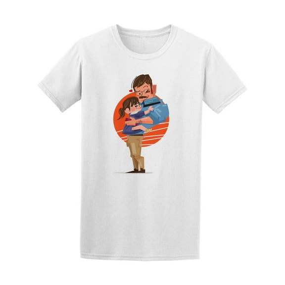 Cartoon Father Daughter Hugging Tee Men's -Image by Shutterstock
