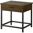 thumbnail image 2 of JERFIT Modern End Table with Drawer, Industrial Square Nightstand for Living Room, Rustic Brown Oak & Black Metal Accent Side Table, 2 of 5